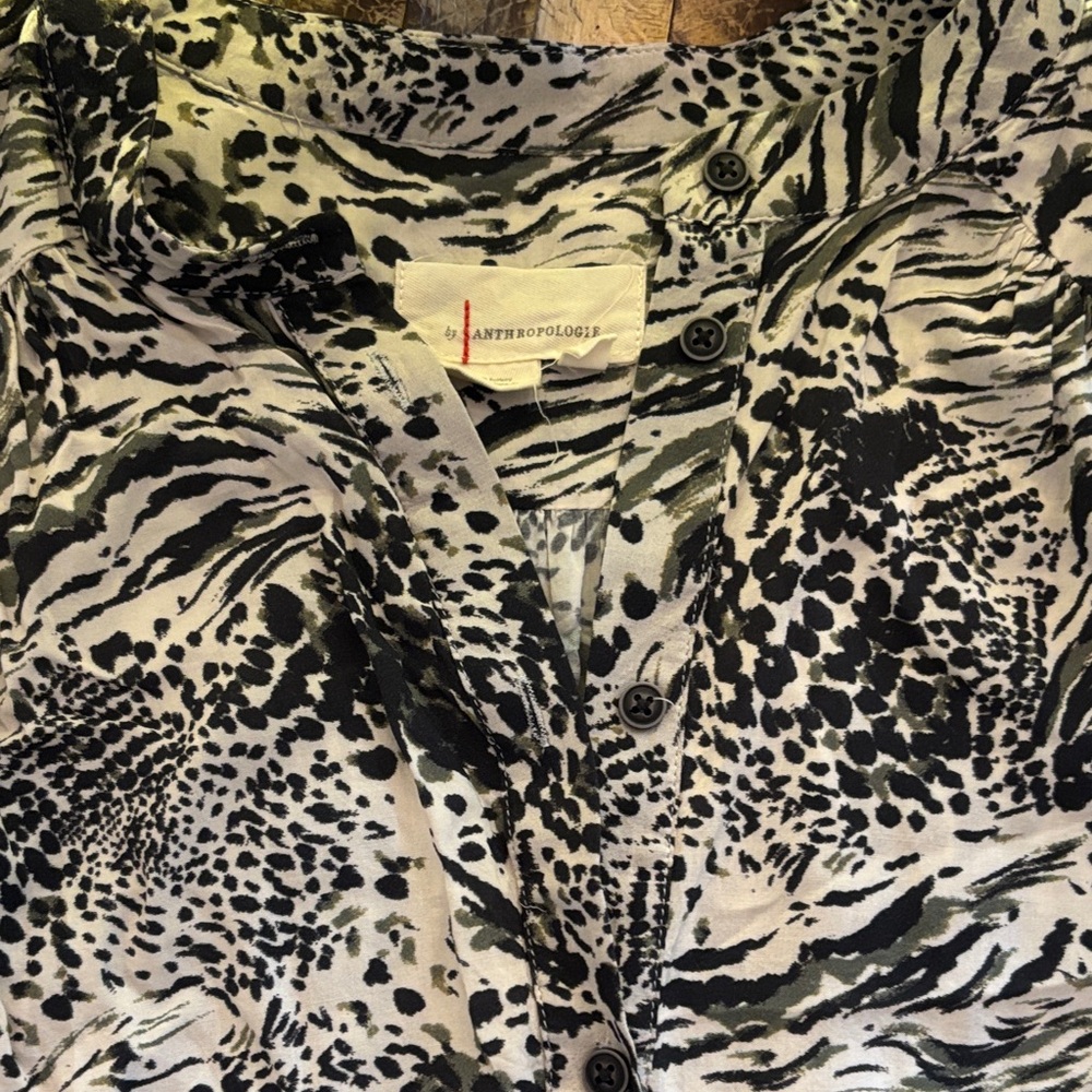 Anthropologie Monochrome Animal Print Blouse - Picture 2 of 4